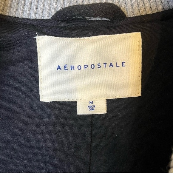 Aeropostale Varsity Snap Front Jacket Women's Black Gray Size M Preppy Academia - Picture 5 of 8